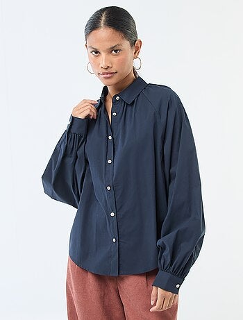 Camicia in popeline a maniche ampie