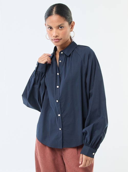 Camicia in popeline a maniche ampie - Kiabi