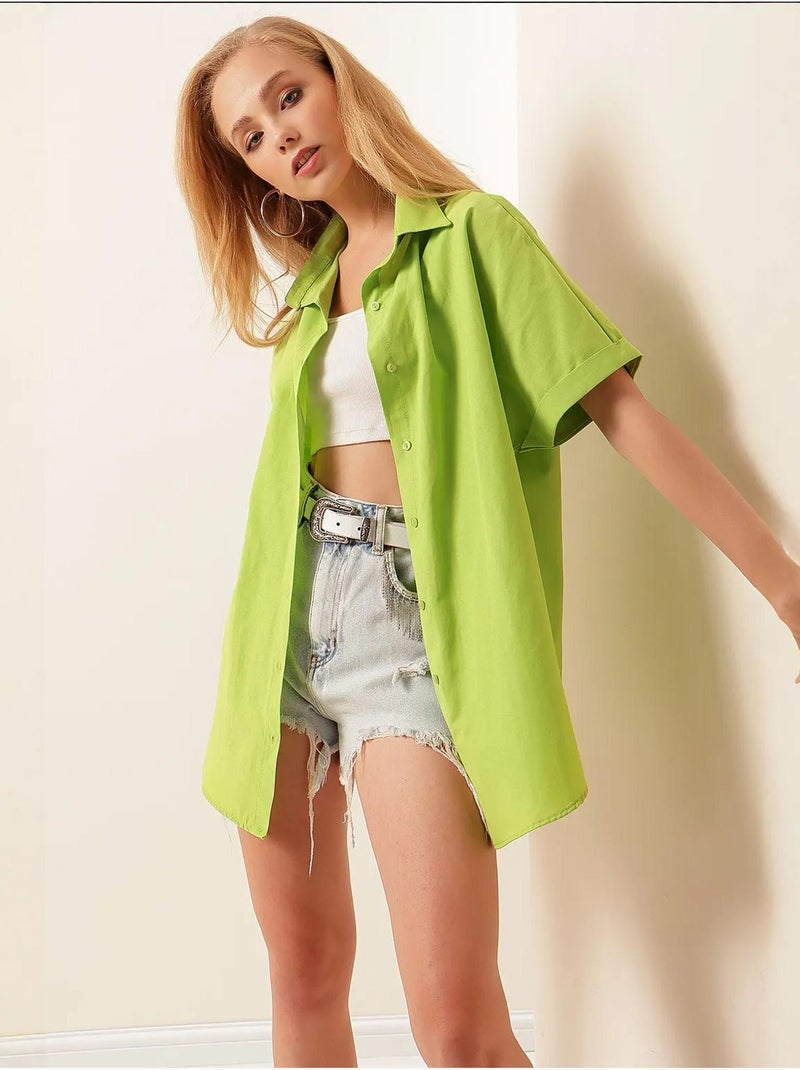Camicia in popeline a maniche corte bdart Verde tiglio - Kiabi
