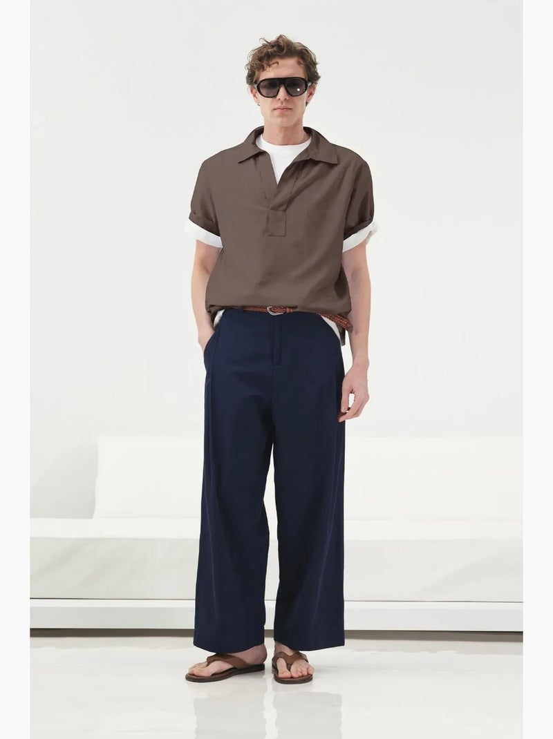 Camicia in popeline a maniche corte dal taglio relaxed giesto Marrone chiaro - Kiabi