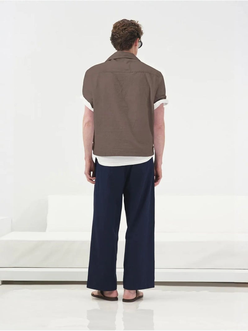 Camicia in popeline a maniche corte dal taglio relaxed giesto Marrone chiaro - Kiabi