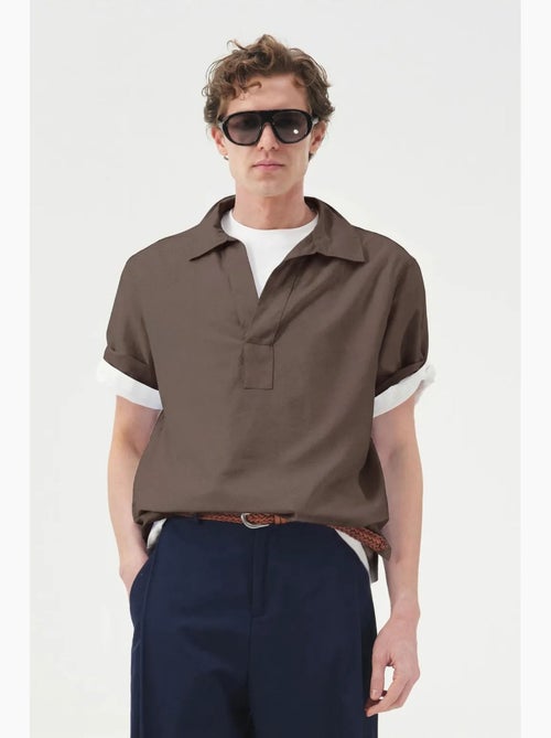Camicia in popeline a maniche corte dal taglio relaxed giesto - Kiabi Camicia in popeline a maniche corte dal taglio relaxed giesto - Kiabi