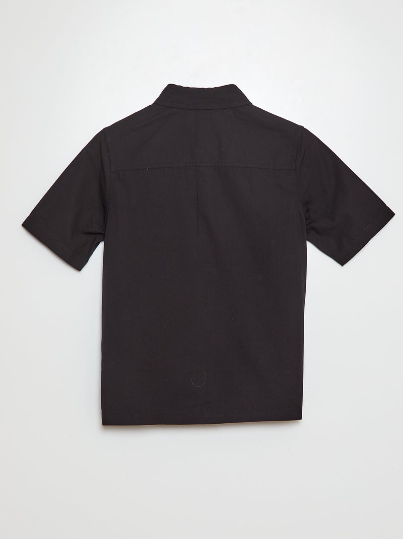 Camicia in popeline a maniche corte nero - Kiabi