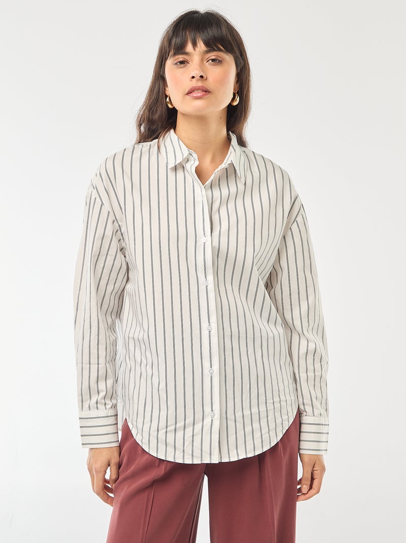 Camicia in popeline a maniche lunghe Bianco - Kiabi