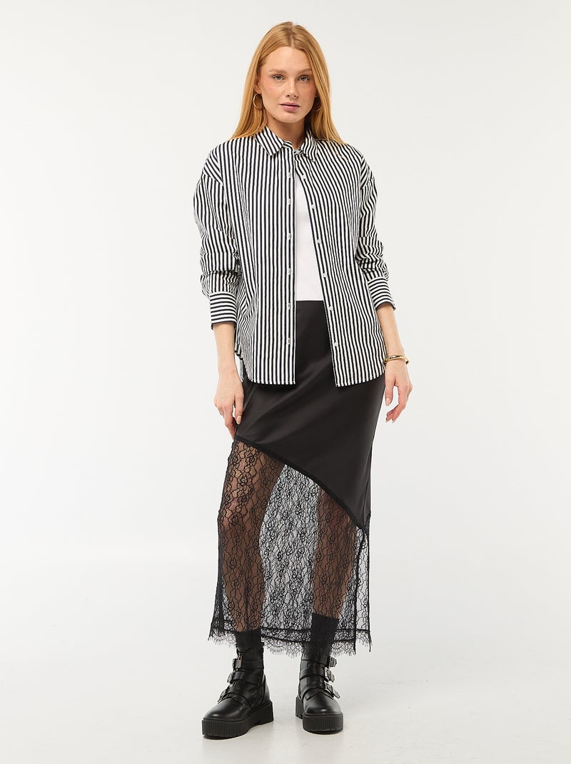 Camicia in popeline a maniche lunghe Blu - Kiabi