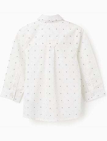 Camicia in popeline a maniche lunghe con motivo