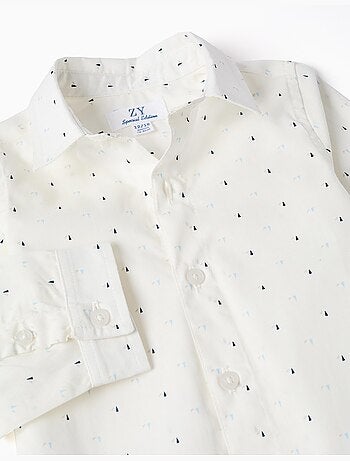 Camicia in popeline a maniche lunghe con motivo