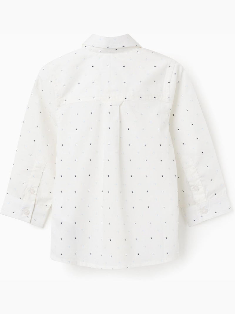 Camicia in popeline a maniche lunghe con motivo Bianco - Kiabi