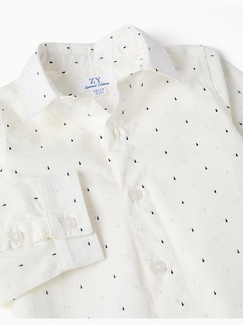 Camicia in popeline a maniche lunghe con motivo Bianco - Kiabi