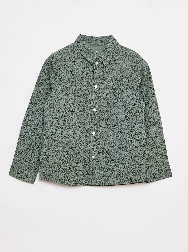 Camicia in popeline a maniche lunghe Kaki - Kiabi