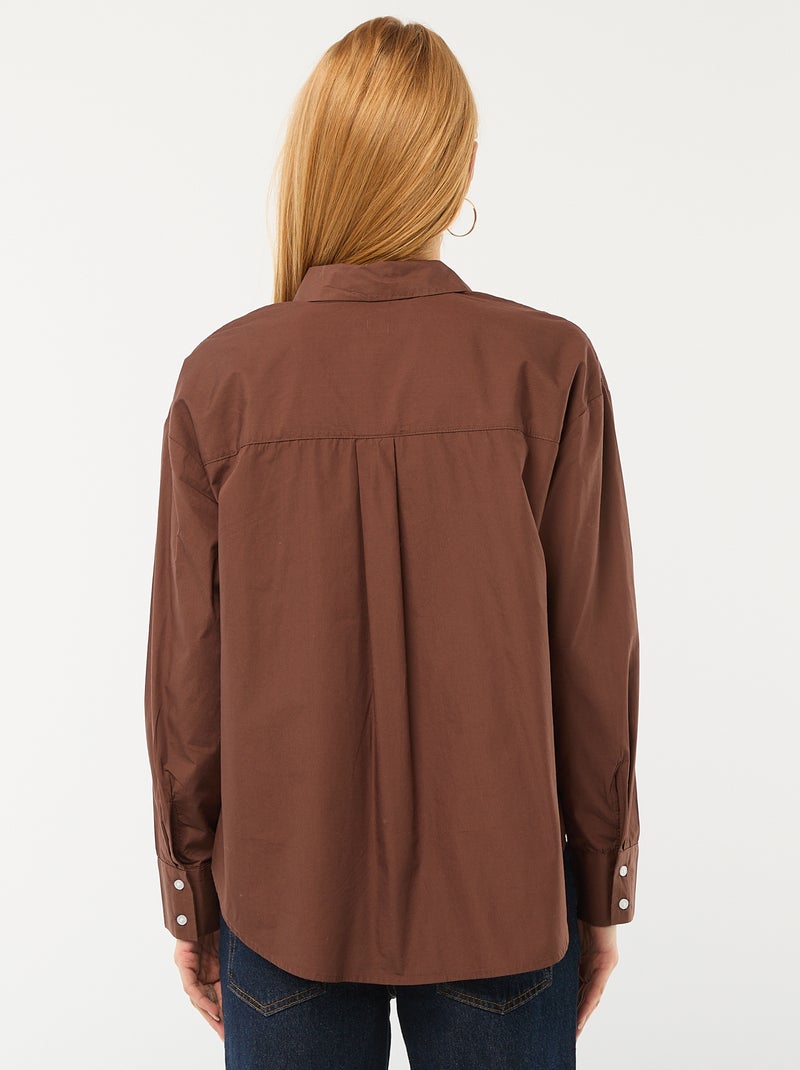 Camicia in popeline a maniche lunghe Marrone - Kiabi