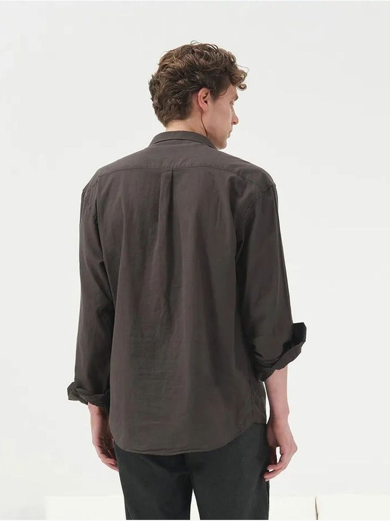 Camicia in popeline a maniche lunghe regular fit giesto Grigio nero - Kiabi