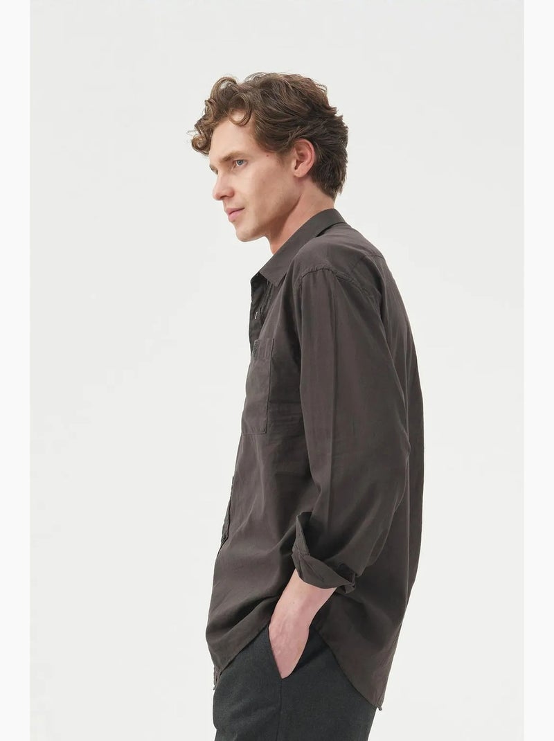 Camicia in popeline a maniche lunghe regular fit giesto Grigio nero - Kiabi