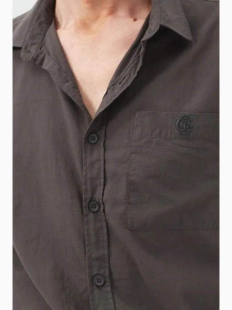 Camicia in popeline a maniche lunghe regular fit giesto Grigio nero - Kiabi