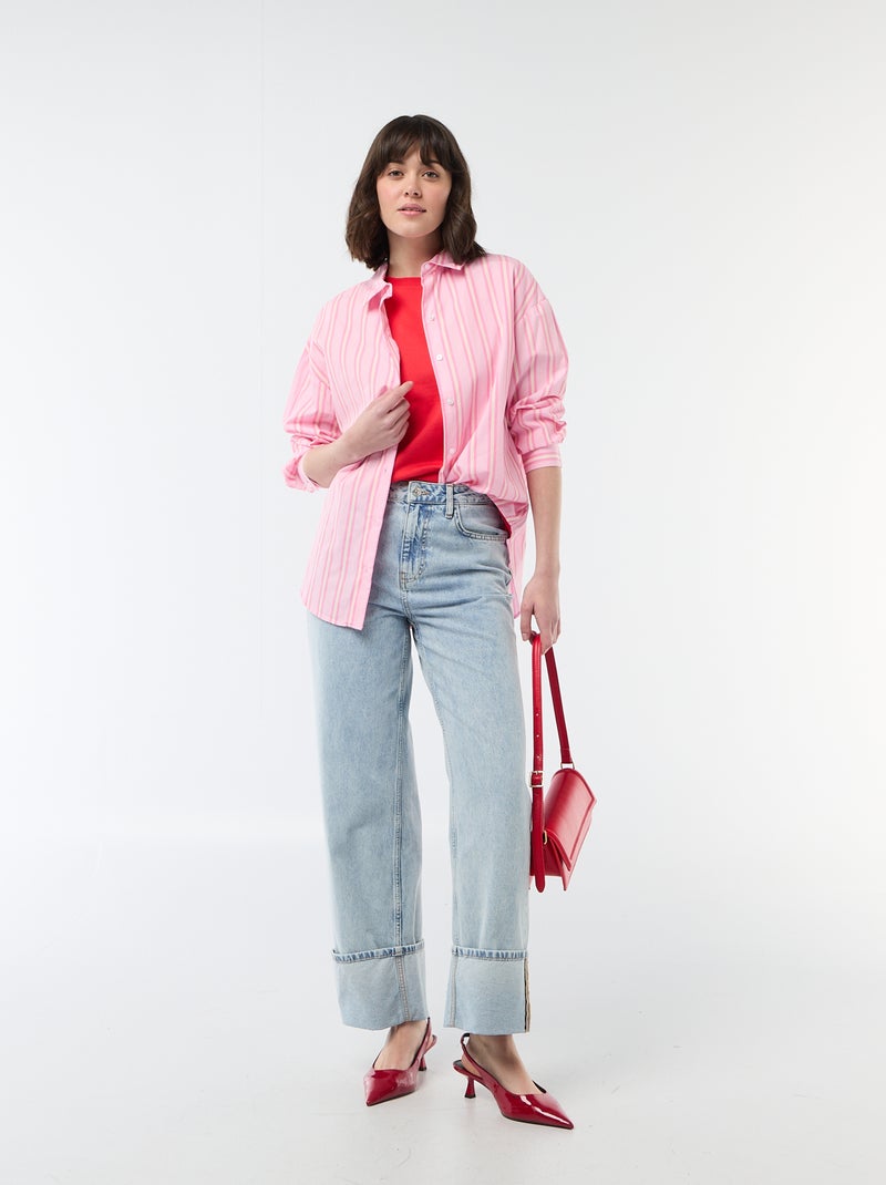 Camicia in popeline a maniche lunghe Rosa - Kiabi