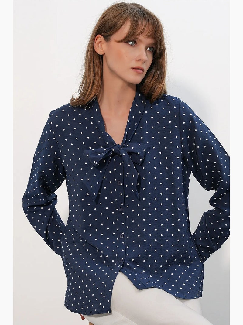 Camicia in popeline a pois bdart Blu marino - Kiabi