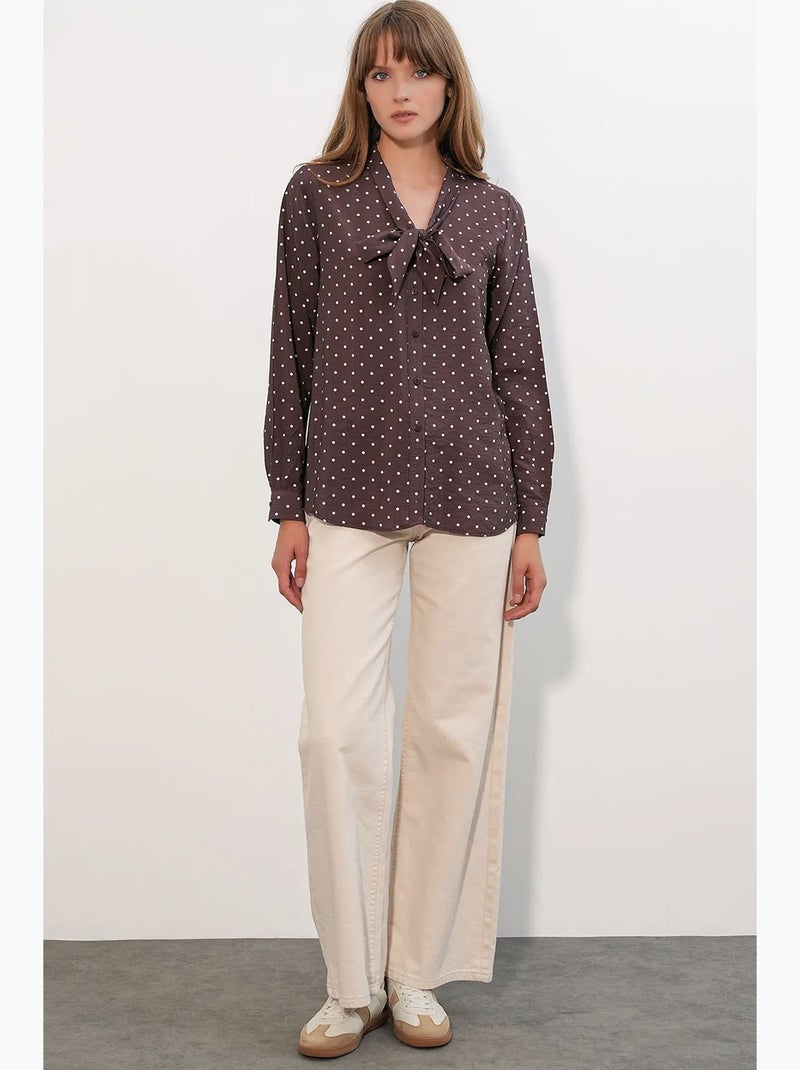 Camicia in popeline a pois bdart Marrone - Kiabi