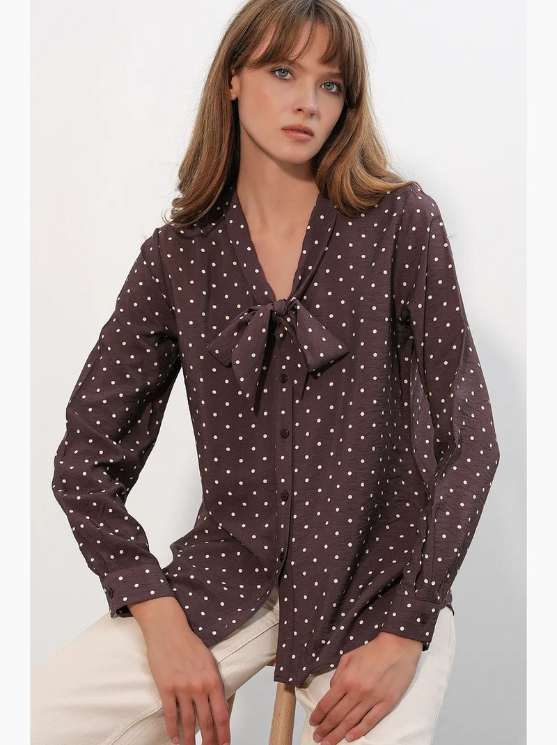 Camicia in popeline a pois bdart Marrone - Kiabi