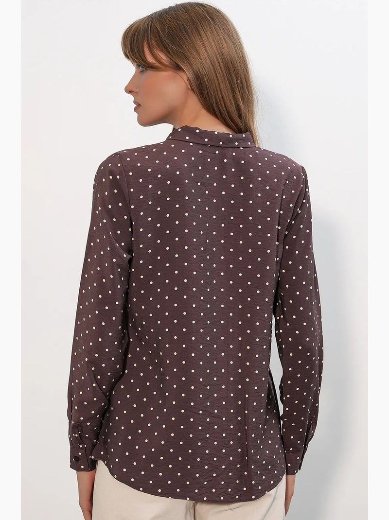 Camicia in popeline a pois bdart Marrone - Kiabi