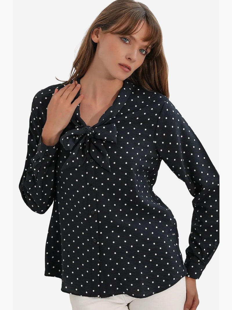 Camicia in popeline a pois bdart Nero - Kiabi