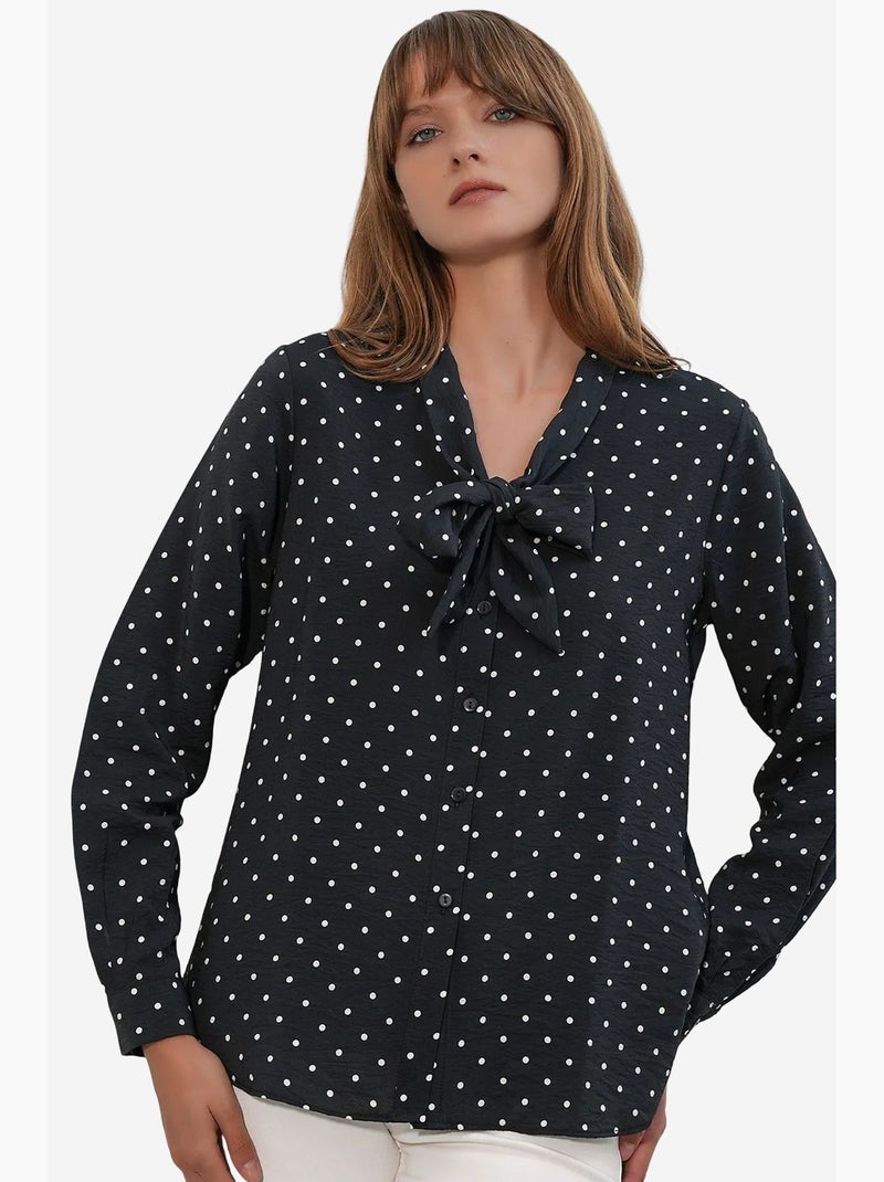 Camicia in popeline a pois bdart Nero - Kiabi