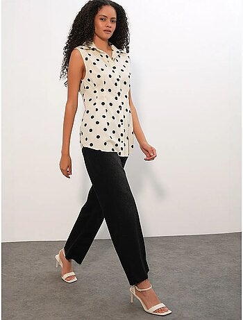 Camicia in popeline a pois senza maniche dal taglio aderente bdart