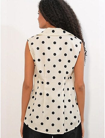 Camicia in popeline a pois senza maniche dal taglio aderente bdart