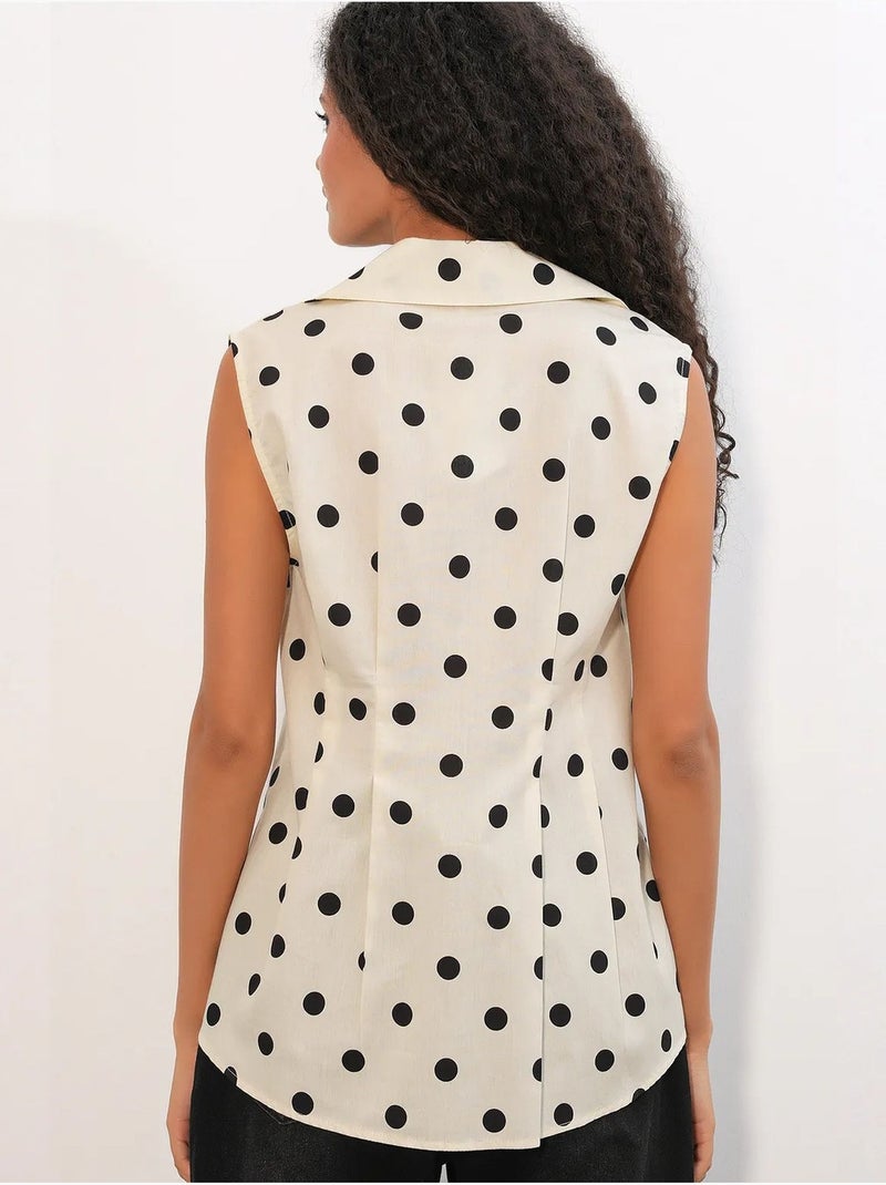 Camicia in popeline a pois senza maniche dal taglio aderente bdart Bianco sporco - Kiabi