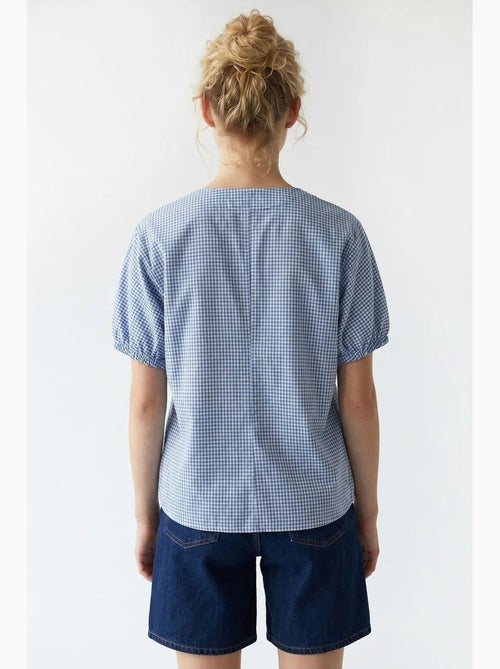 Camicia in popeline a quadretti gingham con bottoni mixray - Kiabi Camicia in popeline a quadretti gingham con bottoni mixray - Kiabi