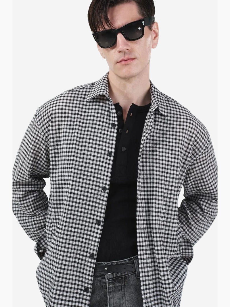 Camicia in popeline a quadri da uomo giesto Grigio scuro - Kiabi