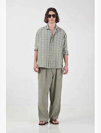 Camicia in popeline a quadri oversize giesto
