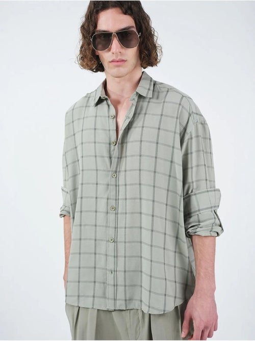 Camicia in popeline a quadri oversize giesto - Kiabi Camicia in popeline a quadri oversize giesto - Kiabi