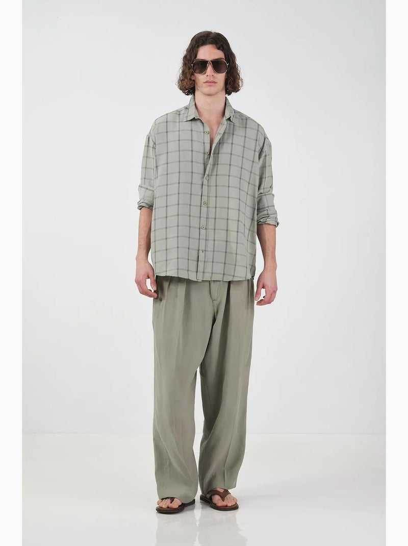 Camicia in popeline a quadri oversize giesto Verde pastello - Kiabi