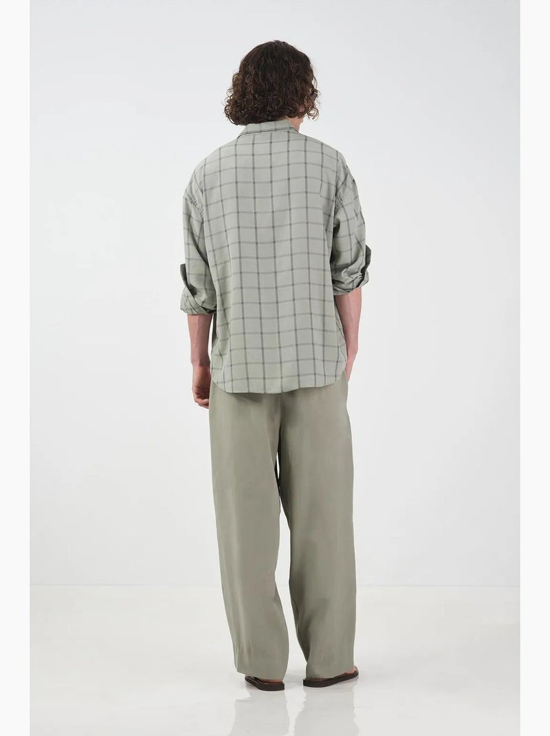 Camicia in popeline a quadri oversize giesto Verde pastello - Kiabi