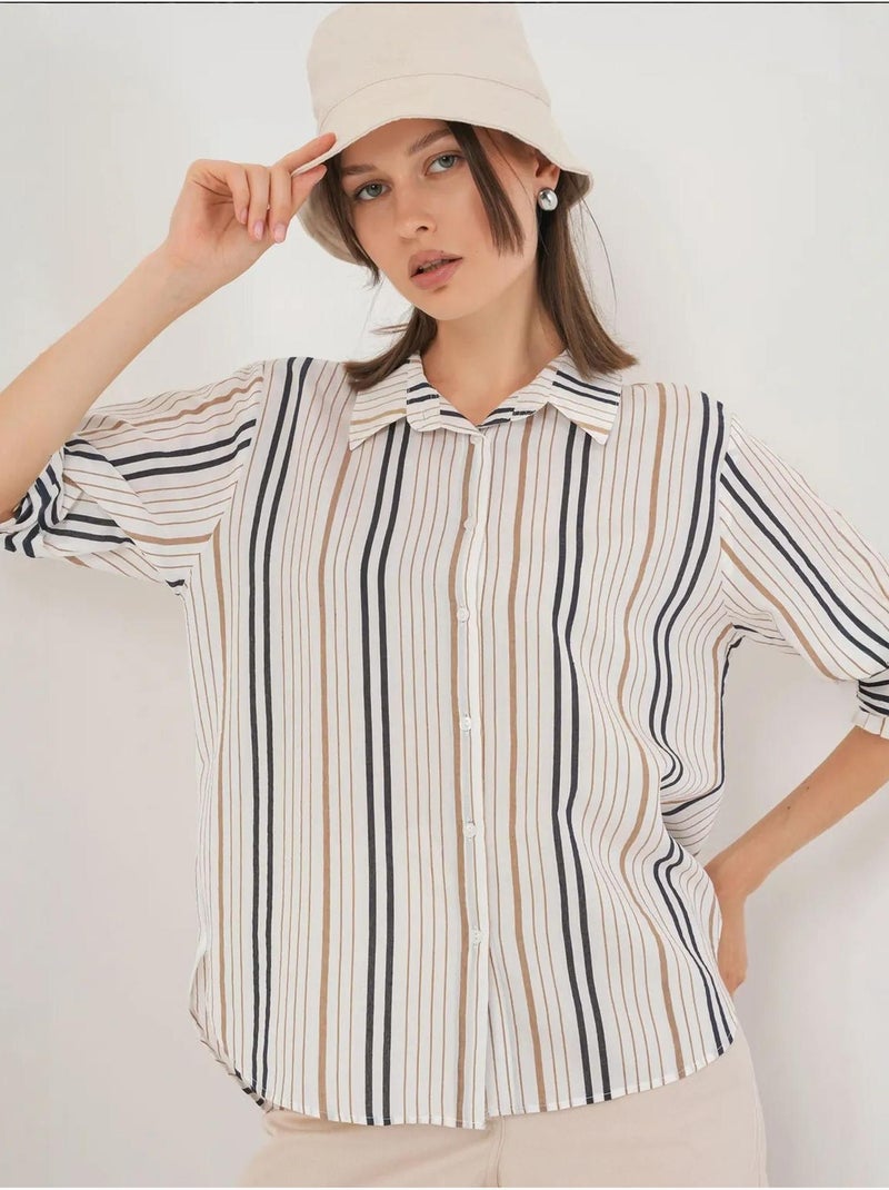 Camicia in popeline a righe bdart Bianco sporco - Kiabi