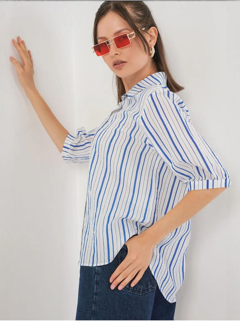 Camicia in popeline a righe bdart Blu elettrico - Kiabi