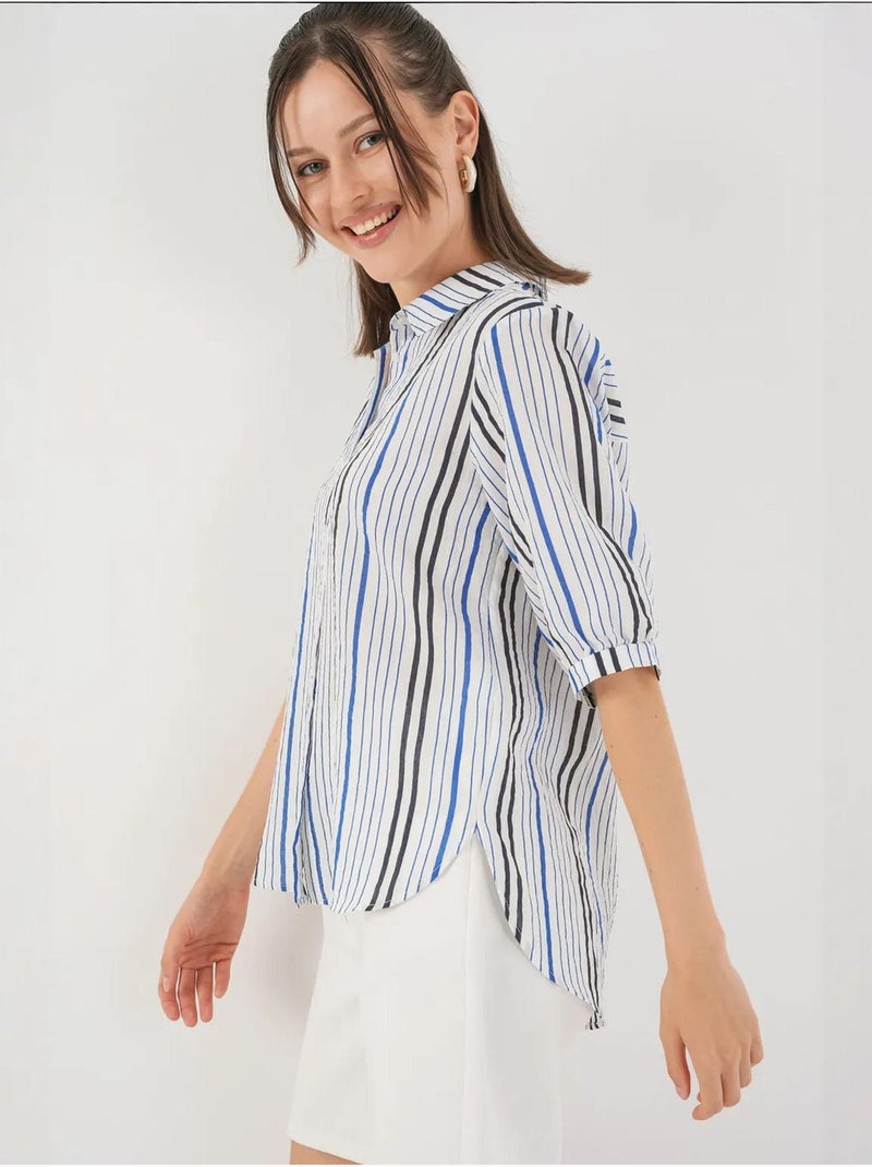 Camicia in popeline a righe bdart Blu marino - Kiabi