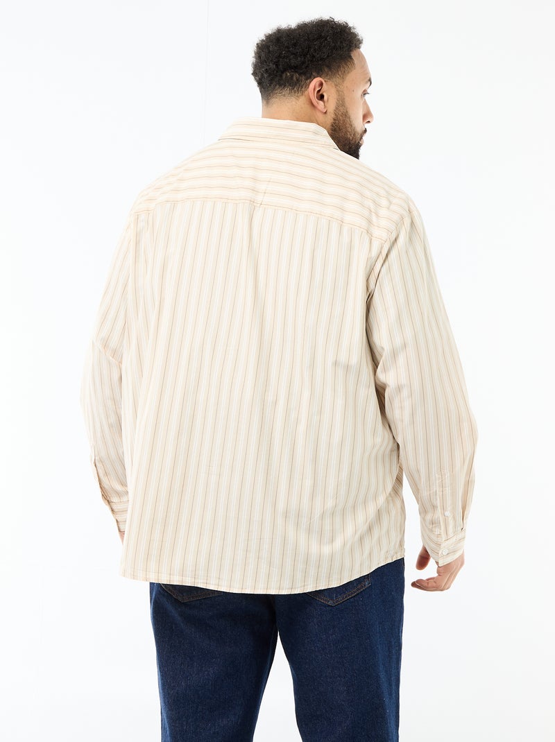 Camicia in popeline a righe Beige - Kiabi
