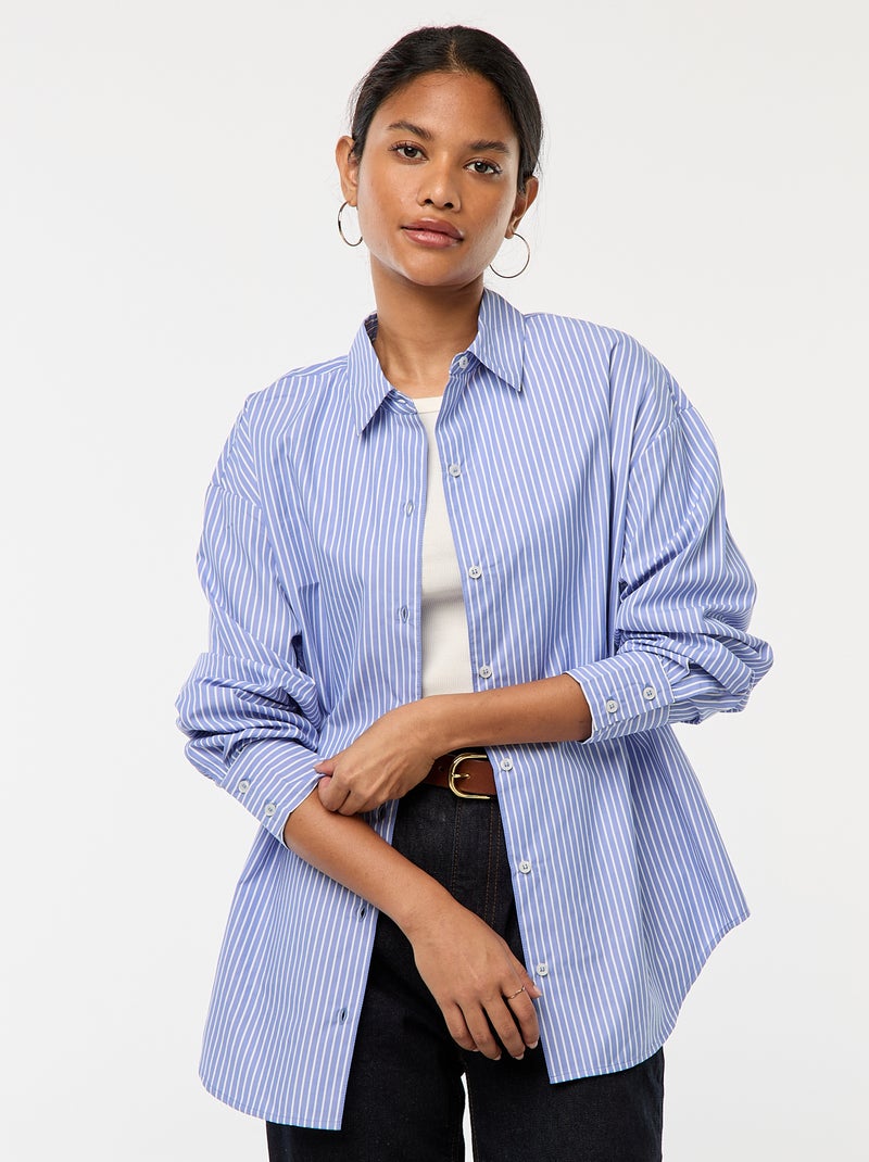 Camicia in popeline a righe Blu - Kiabi