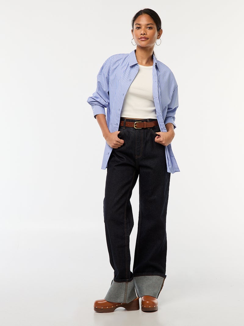 Camicia in popeline a righe Blu - Kiabi