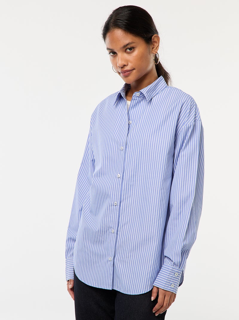 Camicia in popeline a righe Blu - Kiabi