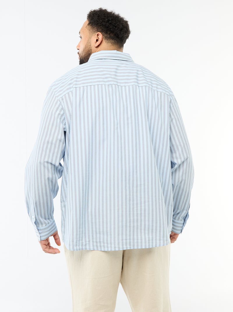 Camicia in popeline a righe Blu - Kiabi