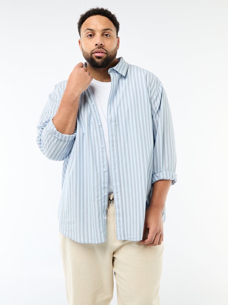 Camicia in popeline a righe Blu - Kiabi