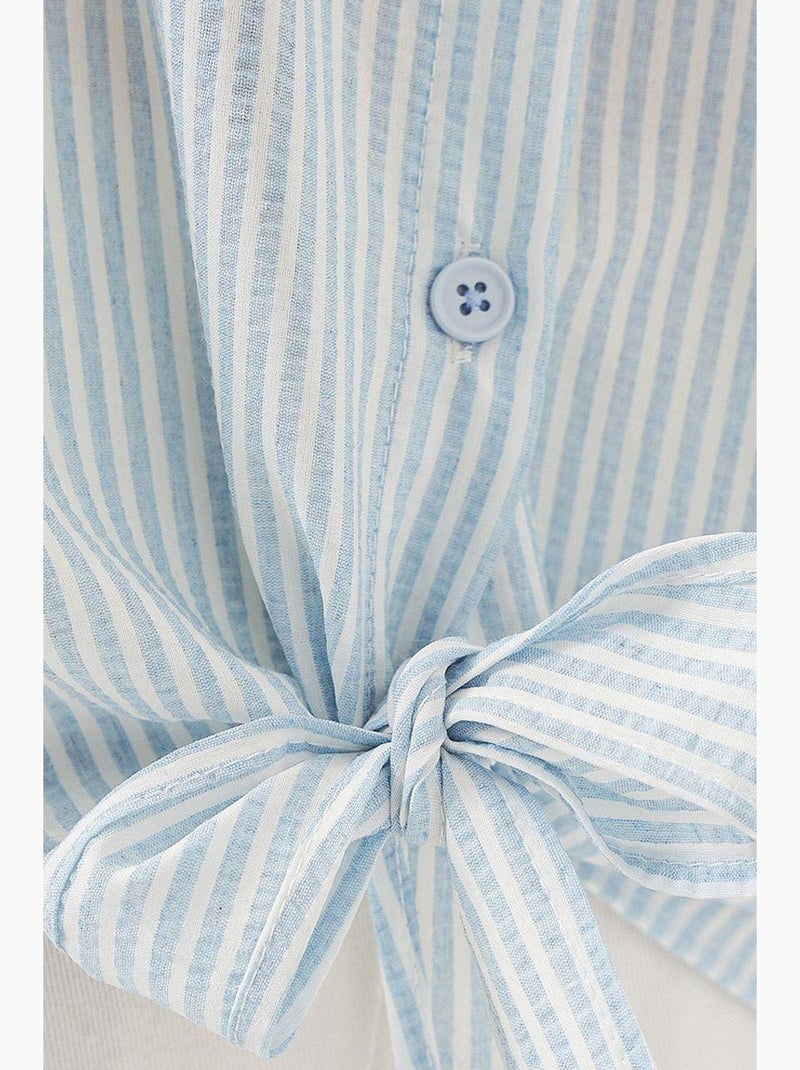 Camicia in popeline a righe con maniche a tre quarti bdart Blu chiaro - Kiabi