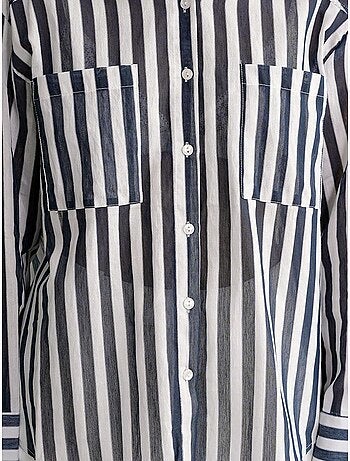Camicia in popeline a righe con tasca mixray