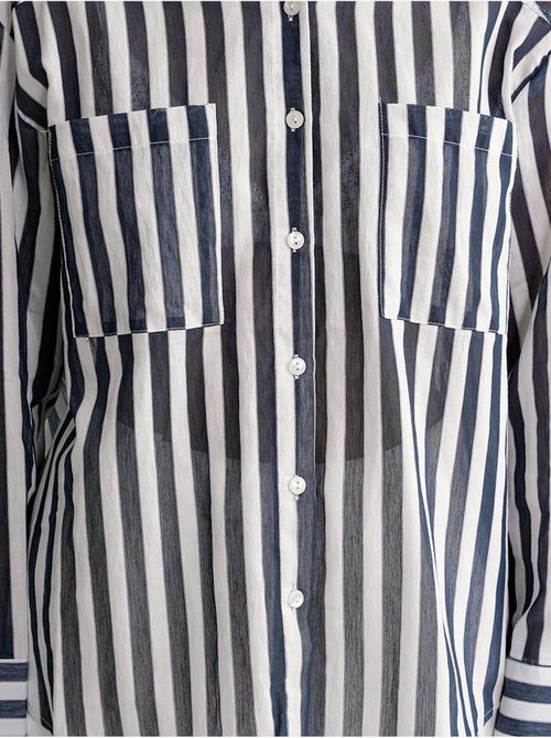 Camicia in popeline a righe con tasca mixray - Kiabi Camicia in popeline a righe con tasca mixray - Kiabi