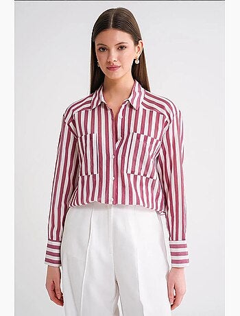 Camicia in popeline a righe con tasca mixray