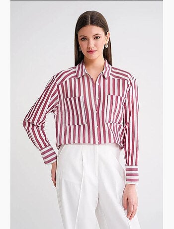 Camicia in popeline a righe con tasca mixray
