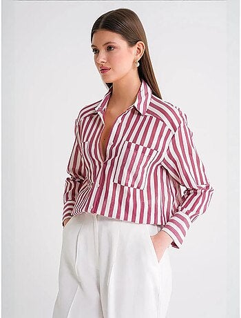 Camicia in popeline a righe con tasca mixray