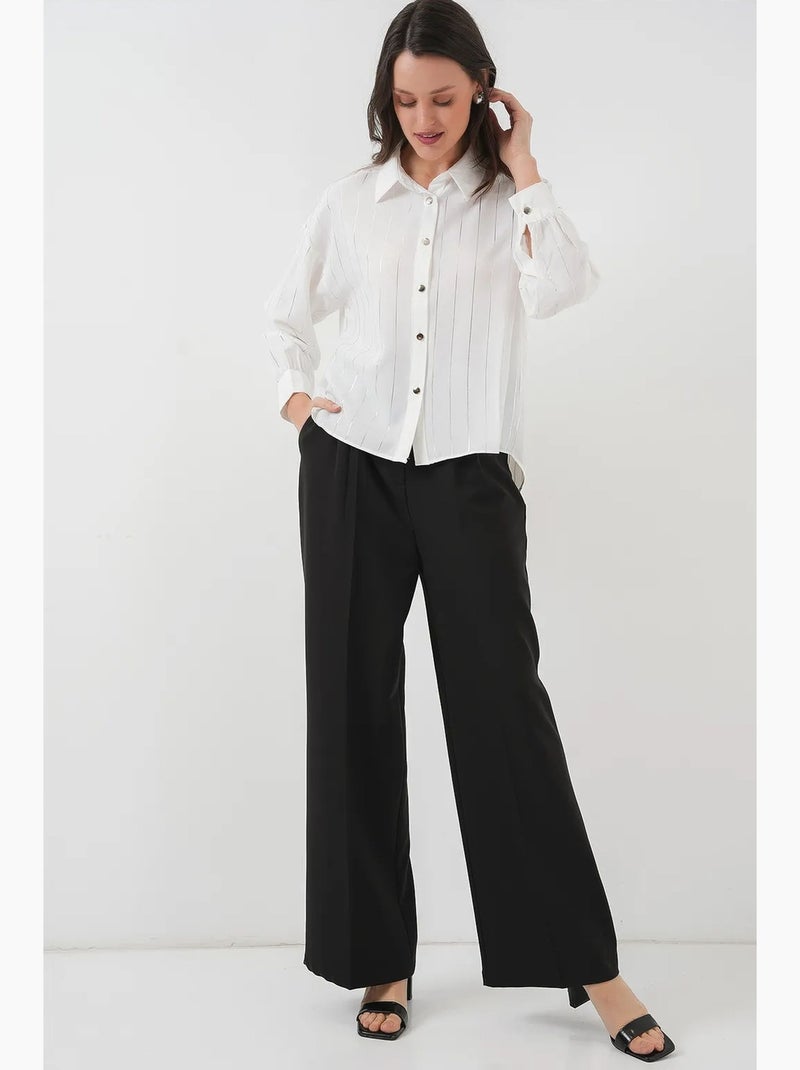 Camicia in popeline a righe dalla vestibilità morbida con chiusura a bottoni bdart Crema - Kiabi